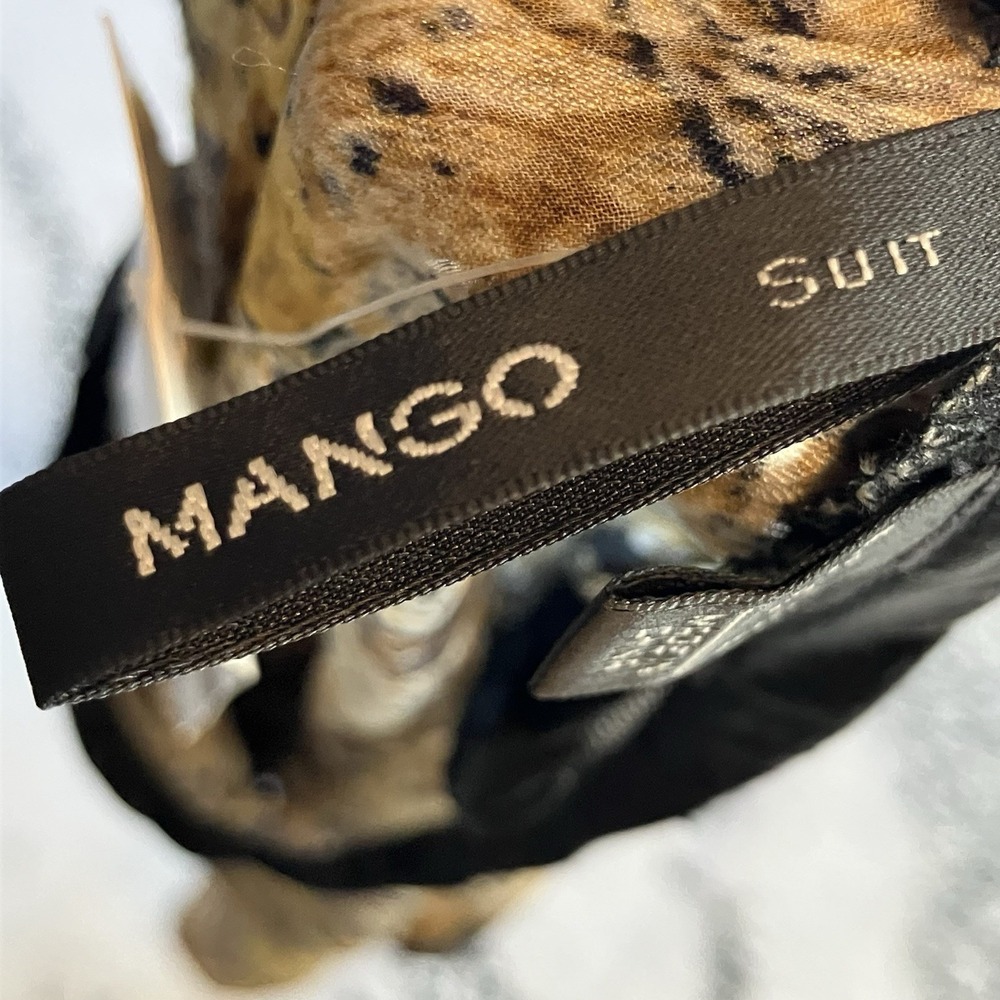 Mango‎ Shirt Womens Sz 10 gold black animal baroque print body solid black - Picture 4 of 8